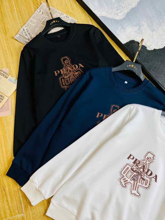 PRADA2005 프라다 라운드넥 맨투맨  블랙/네이비/화이트