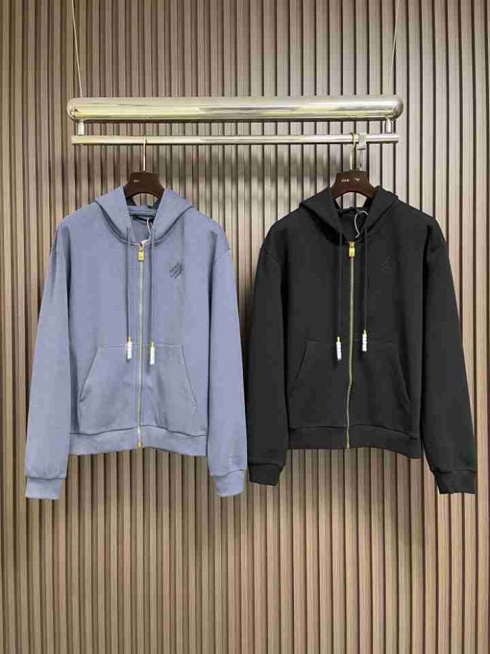 LOUIS VUITTON2002  루이비통 자수 지퍼 후드 집업  블랙/블루