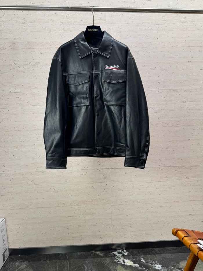 BALENCIAGA2004 발렌시아가 칼라 가죽 자켓  블랙