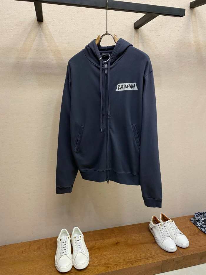 BALENCIAGA2003 발렌시아가 지퍼 집엄 후드 맨투맨  네이비