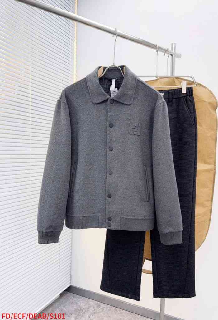 FENDI2004 펜디 캐시미어  칼라 자켓  회색 