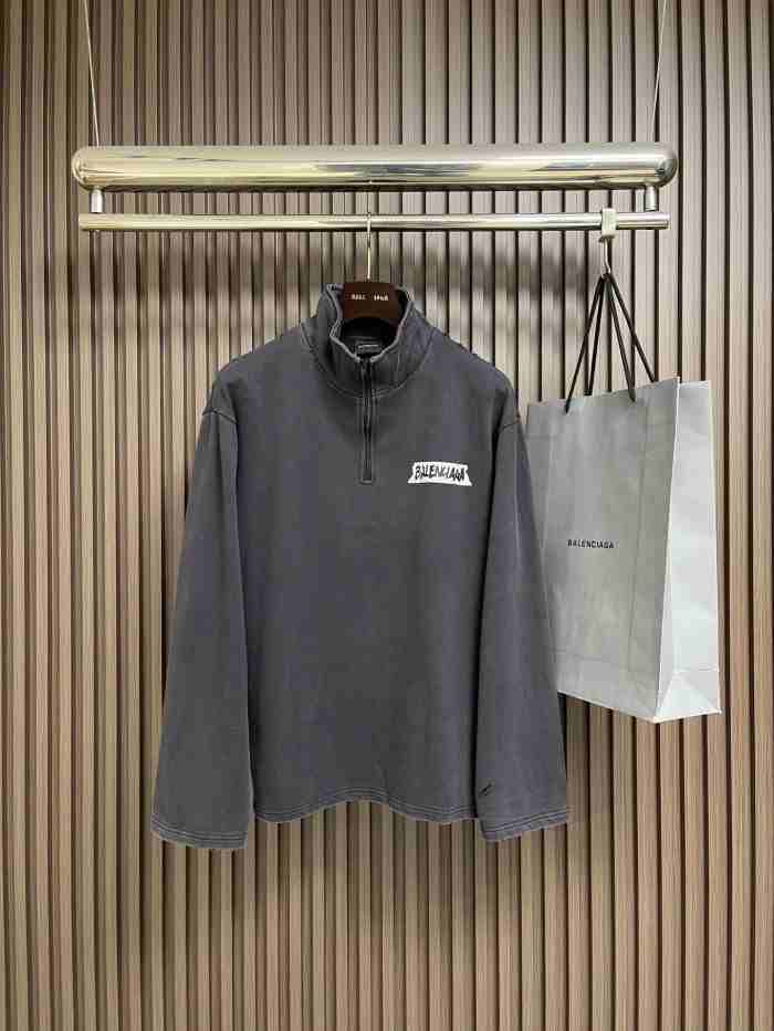 BALENCIAGA2002 발렌시아가 하프 지퍼 맨투맨 남여 다크그레이