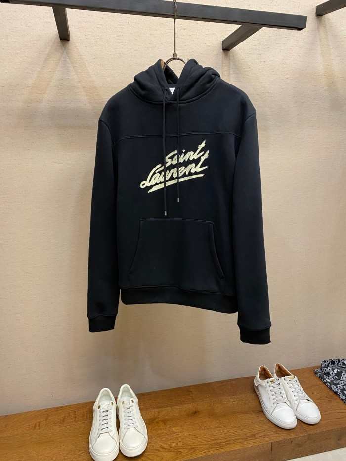 YSL2001 생로랑 후드 맨투맨  블랙 