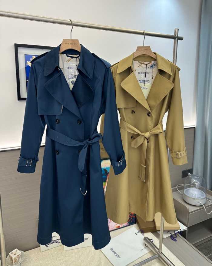 BURBERRY2044 버버리 롱 코트 여성 허니 베이지/블루 