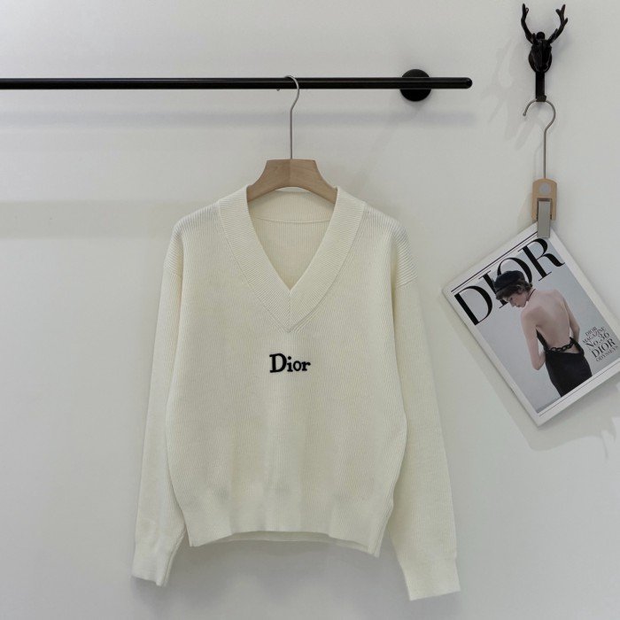 DIOR2022 디올 울혼방 브이넥 상의  화이트 